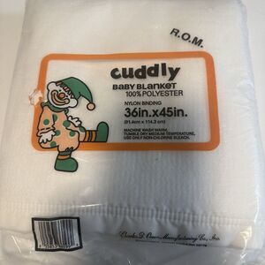 VTG Charles Owen Cuddly Baby Crib Blanket White Nylon Binding USA 36"×45" New